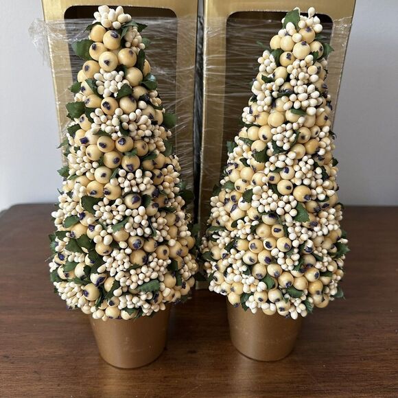 Restoration Hardware Other - Restoration Hardware Set Of 2 10" White Winterberry Cone Topiary In Original Box